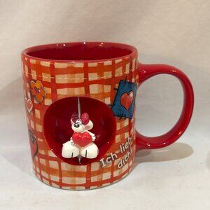 Thomas Goletz Diddl Red Ceramic Valentine Mug 3D Diddlina Ich Liebe Dich Germany